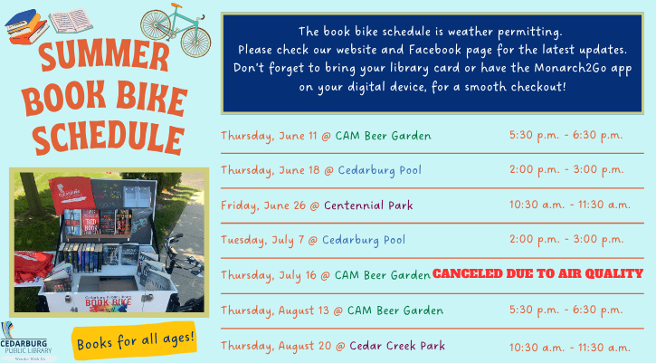 image for Book Bike Canceled Tonight at CAM Beer Garden Due to Air Quality