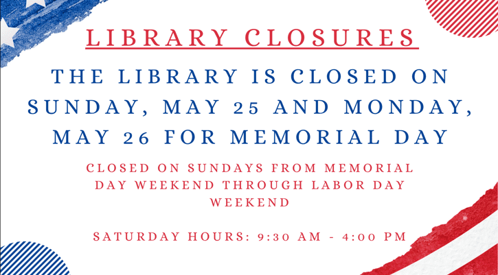 image for Library Closed for Memorial Day