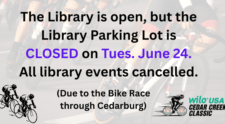 image for Library Parking Lot All Day Closed on Tuesday, June 24